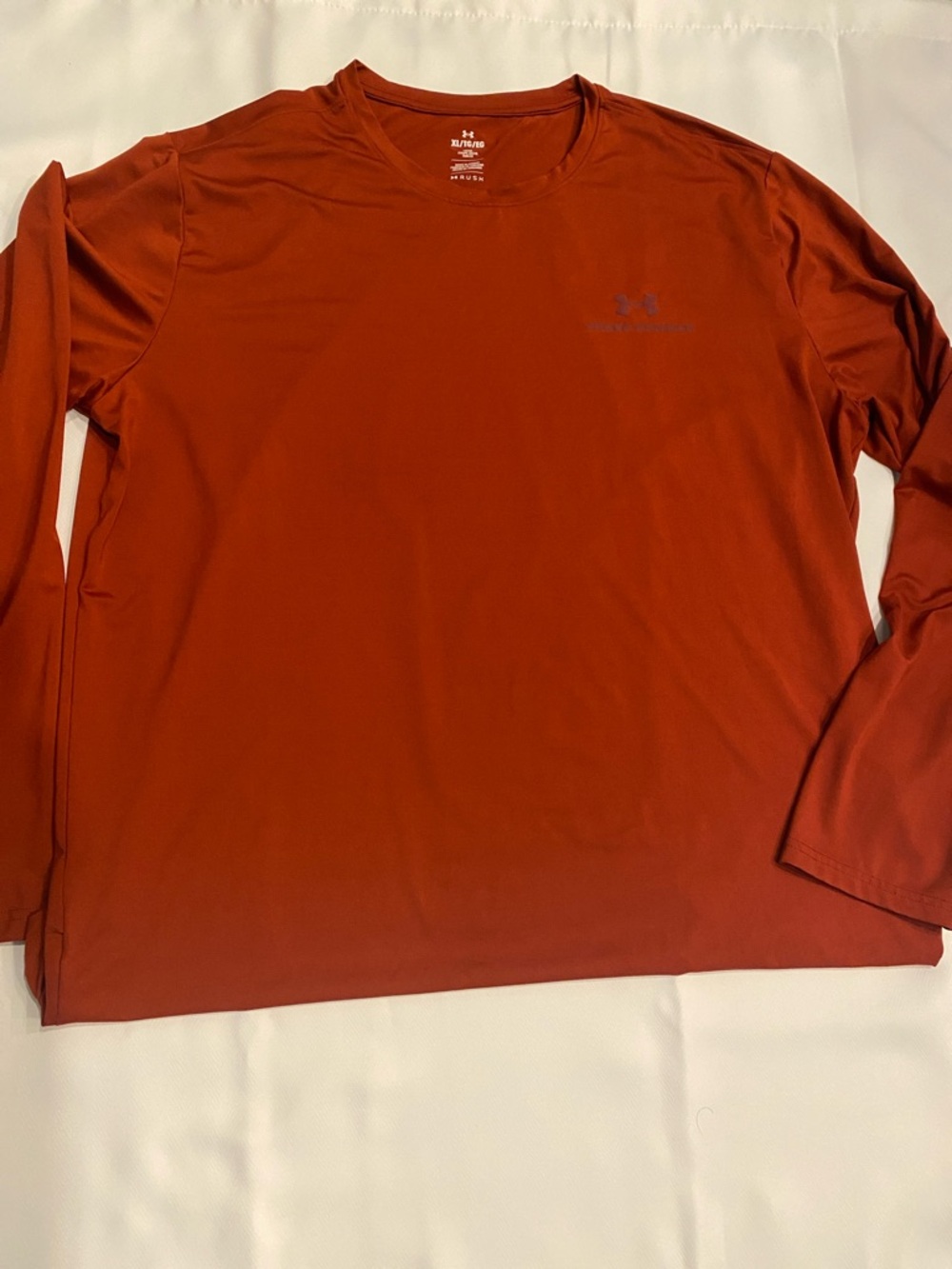 Under Armour RUSH Men’s XL Long Sleeve Performance Tee - Rust Orange